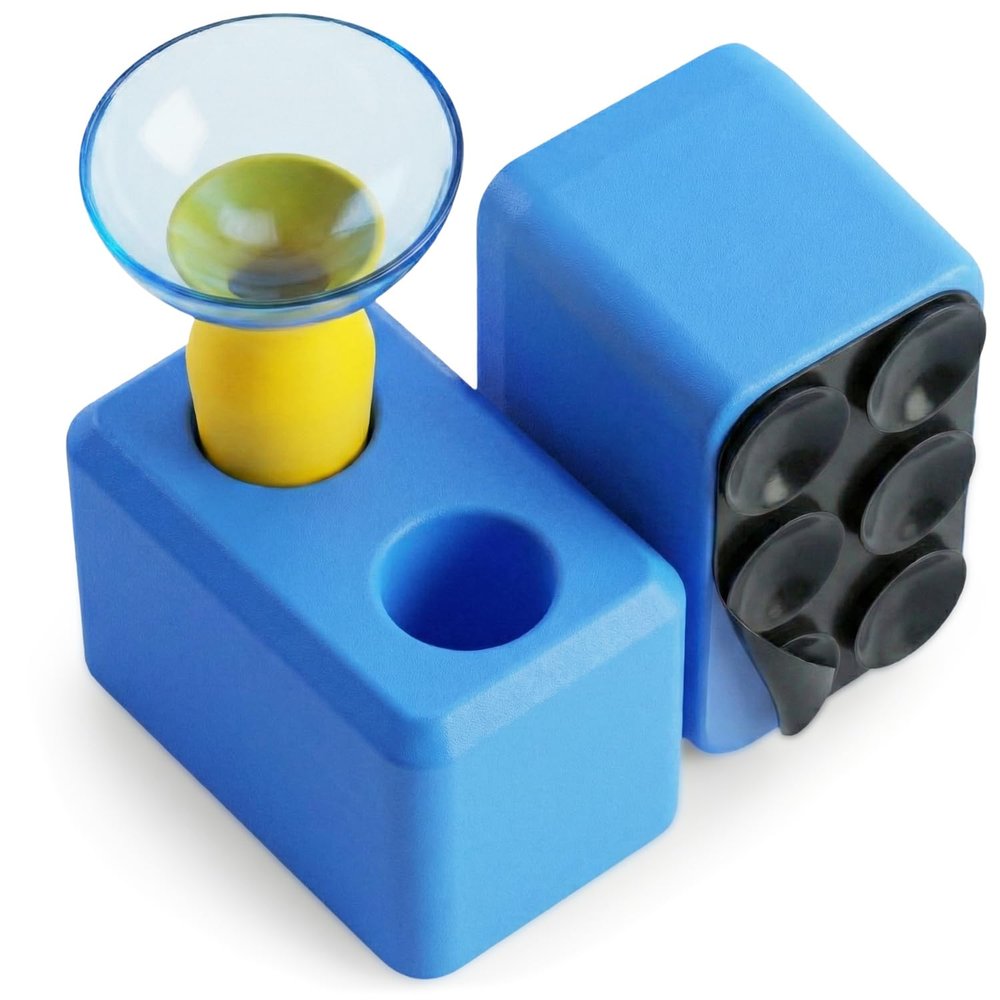 [2 Pack] Contact Lens Aid Holder + Ventless Contact Lens Tool with Optional 3M Suction Cups  Stable Countertop Stand Fits Small or Large Inserters  for RGP, Scleral Lenses & Prosthetic Eyes