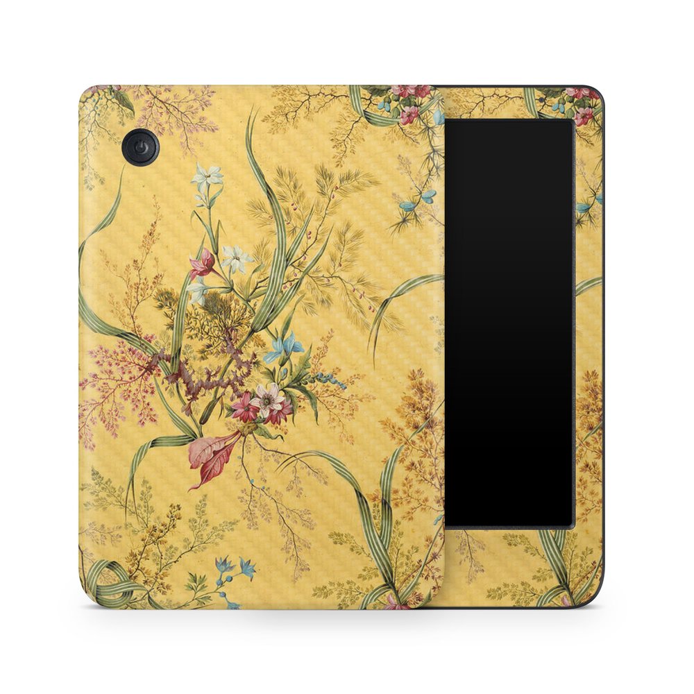 Carbon Fiber E-Reader Skin Compatible with Kobo Clara Colour (2024) - Yellow Marble End - Premium 3M Vinyl Protective Wrap Decal Cover - Easy to Apply | Crafted in The USA by MightySkins