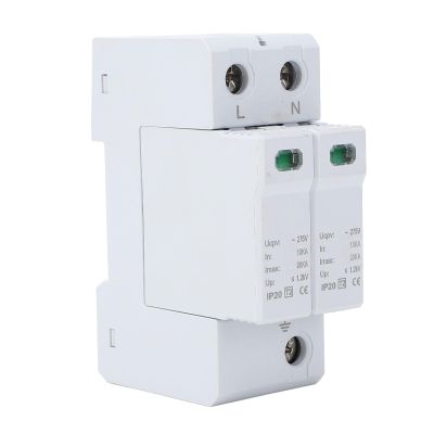 2P Surging Protective Device Modular Design Short Circuit Technology PC Shell 275VAC 1020KA AC SPD 35mm Rail Installation