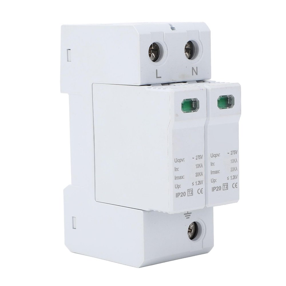 2P Surging Protective Device Modular Design Short Circuit Technology PC Shell 275VAC 1020KA AC SPD 35mm Rail Installation