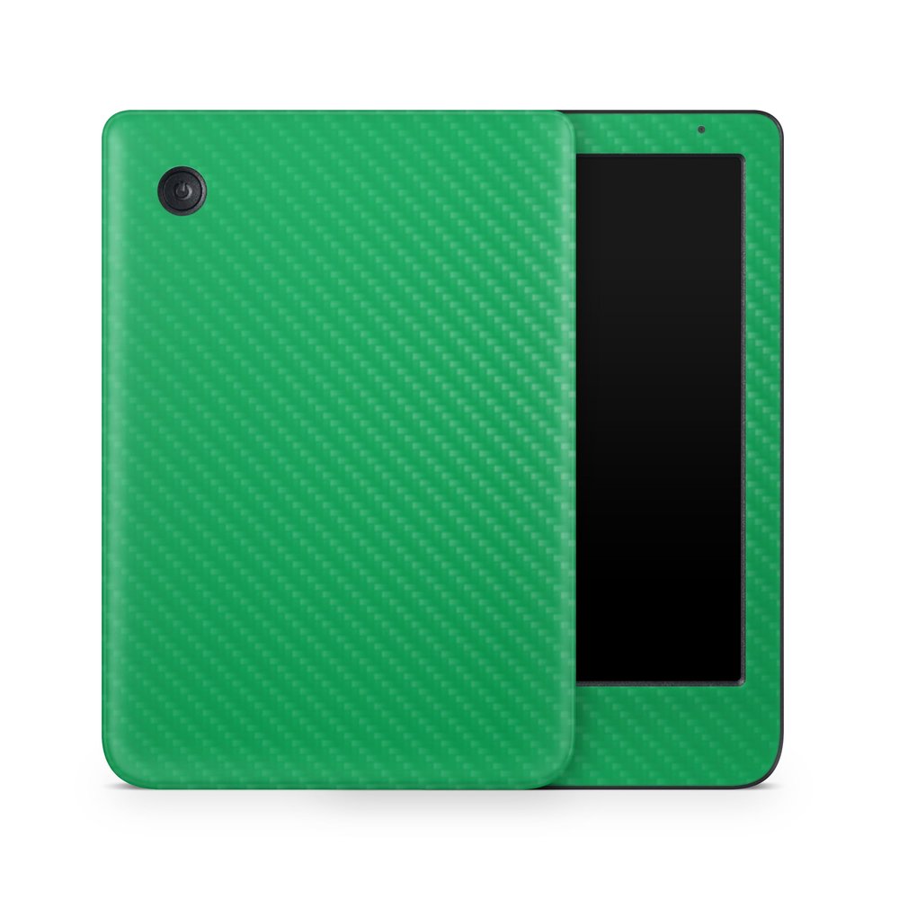 Carbon Fiber E-Reader Skin Compatible with Kobo Clara Colour (2024) - Solid Green - Premium 3M Vinyl Protective Wrap Decal Cover - Easy to Apply | Crafted in The USA by MightySkins
