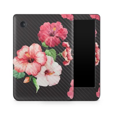 Carbon Fiber E-Reader Skin Compatible with Kobo Clara Colour (2024) - Hibiscus - Premium 3M Vinyl Protective Wrap Decal Cover - Easy to Apply | Crafted in The USA by MightySkins