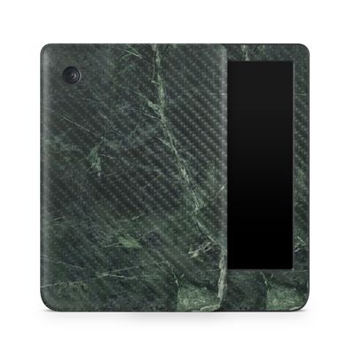 Carbon Fiber E-Reader Skin Compatible with Kobo Clara Colour (2024) - Green Marble - Premium 3M Vinyl Protective Wrap Decal Cover - Easy to Apply | Crafted in The USA by MightySkins