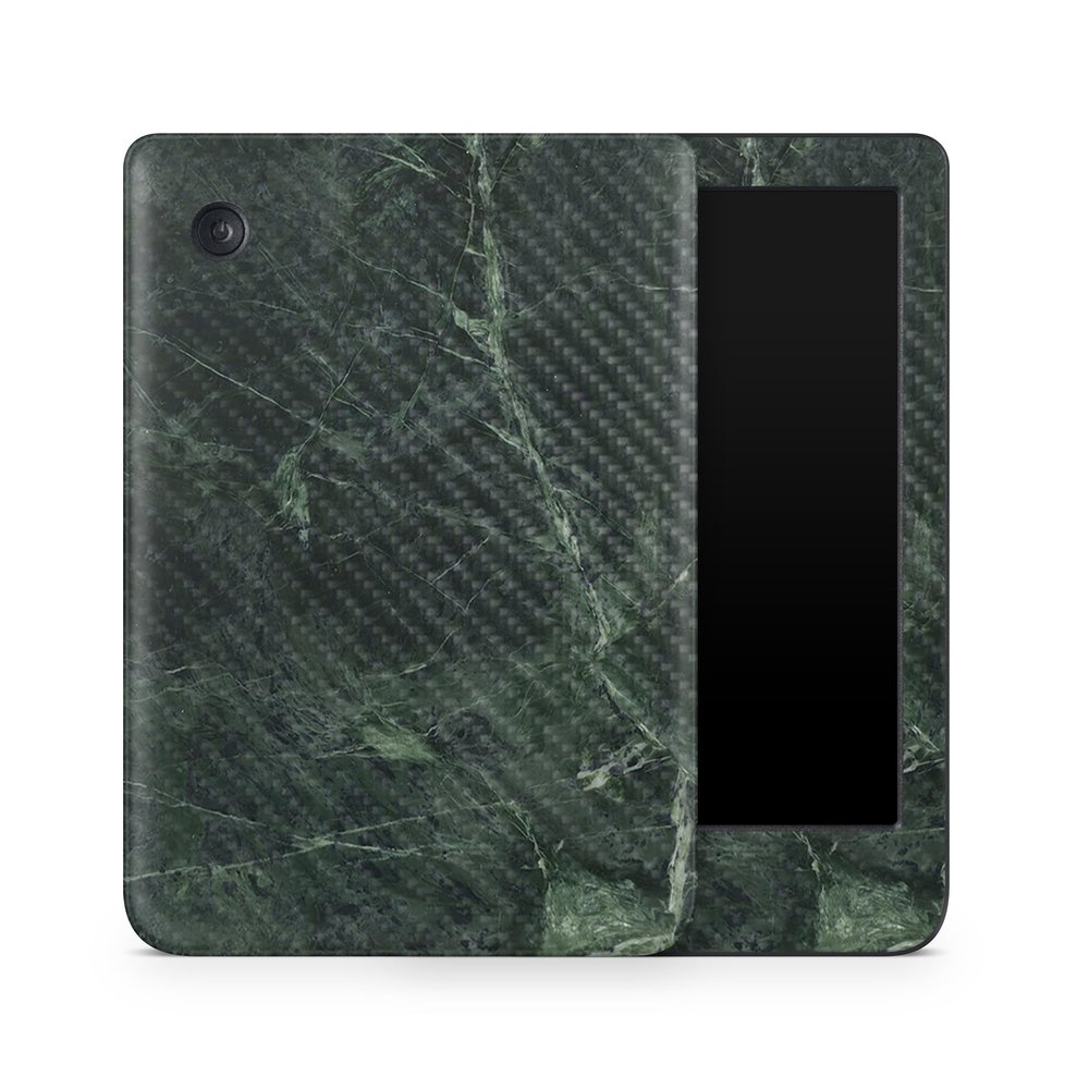 Carbon Fiber E-Reader Skin Compatible with Kobo Clara Colour (2024) - Green Marble - Premium 3M Vinyl Protective Wrap Decal Cover - Easy to Apply | Crafted in The USA by MightySkins