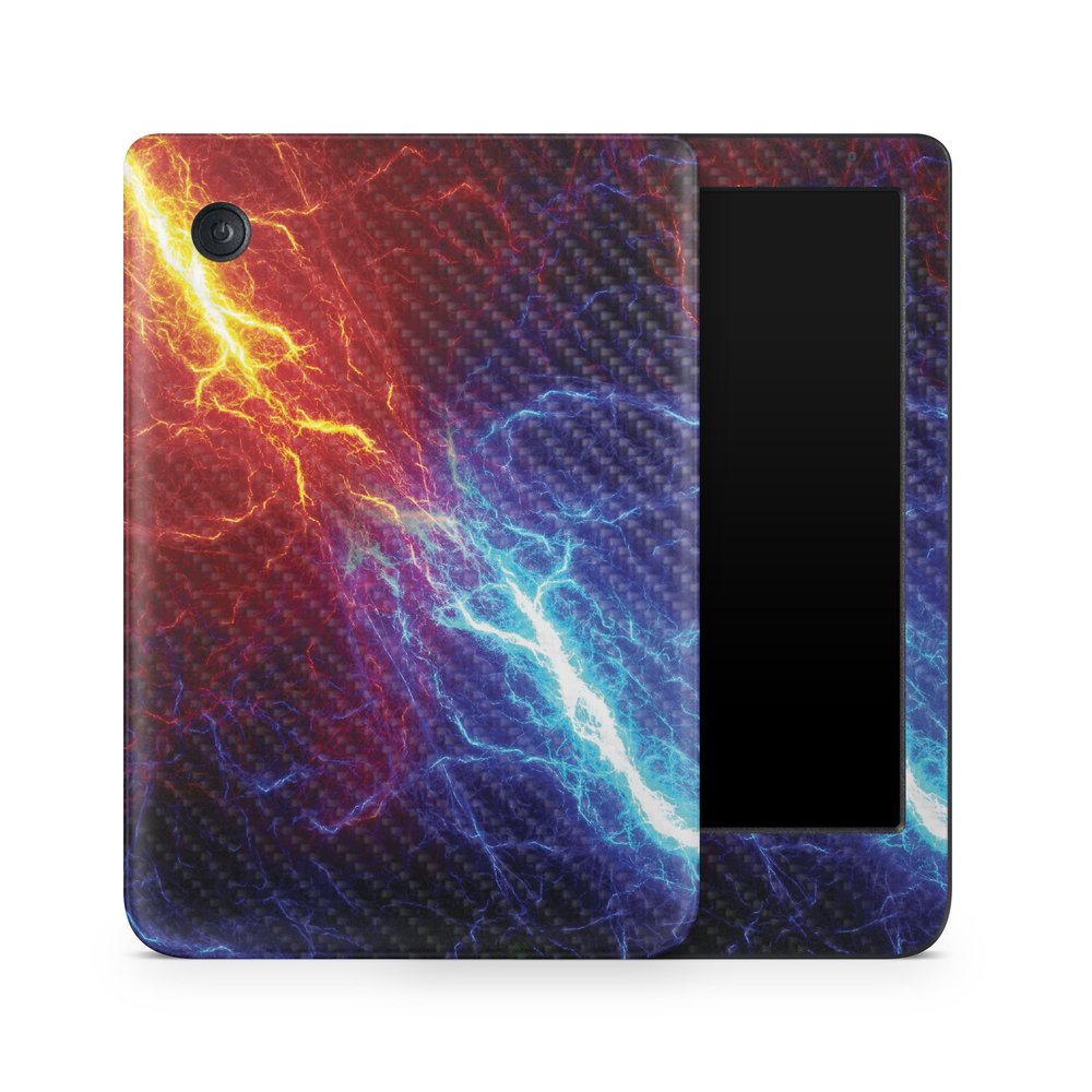 Carbon Fiber E-Reader Skin Compatible with Kobo Clara Colour (2024) - Color Lightning - Premium 3M Vinyl Protective Wrap Decal Cover - Easy to Apply | Crafted in The USA by MightySkins