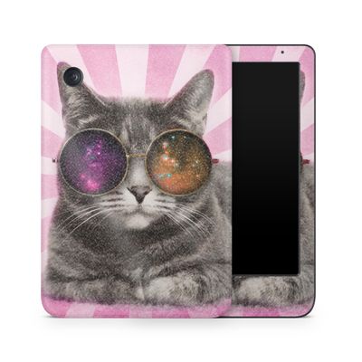 Glossy Glitter E-Reader Skin Compatible with Kobo Clara Colour (2024) - Galaxy Cat - Premium 3M Vinyl Protective Wrap Decal Cover - Easy to Apply | Crafted in The USA by MightySkins