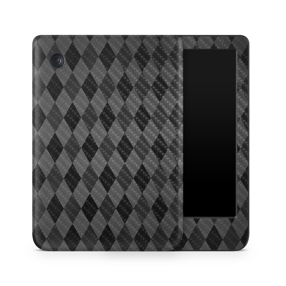 Carbon Fiber E-Reader Skin Compatible with Kobo Clara Colour (2024) - Black Argyle - Premium 3M Vinyl Protective Wrap Decal Cover - Easy to Apply | Crafted in The USA by MightySkins