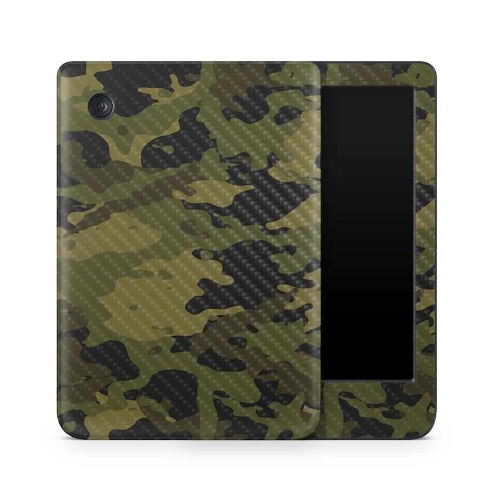 Carbon Fiber E-Reader Skin Compatible with Kobo Clara Colour (2024) - Green Camouflage - Premium 3M Vinyl Protective Wrap Decal Cover - Easy to Apply | Crafted in The USA by MightySkins