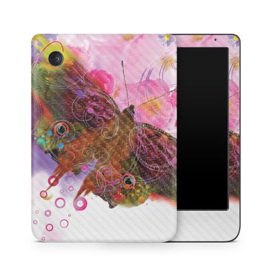 Carbon Fiber E-Reader Skin Compatible with Kobo Clara Colour (2024) - Hippie Butterfly - Premium 3M Vinyl Protective Wrap Decal Cover - Easy to Apply | Crafted in The USA by MightySkins