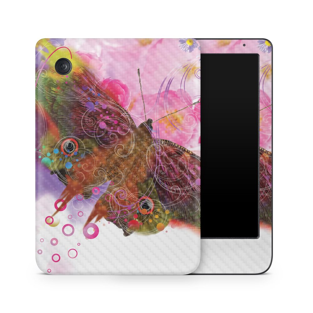 Carbon Fiber E-Reader Skin Compatible with Kobo Clara Colour (2024) - Hippie Butterfly - Premium 3M Vinyl Protective Wrap Decal Cover - Easy to Apply | Crafted in The USA by MightySkins