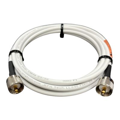 JEFA Tech Premium RG-8X Marine Grade Durable White Jacket Coax for Marine VHF Radio, Ham Radio, CB Radio, High Performance Low Loss RG8X PL-259 (20 Feet)
