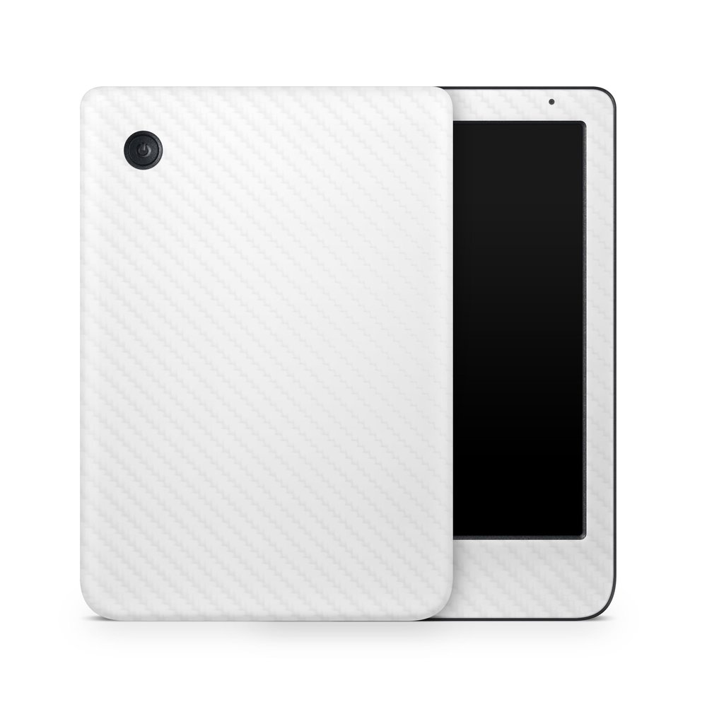 Carbon Fiber E-Reader Skin Compatible with Kobo Clara Colour (2024) - Solid White - Premium 3M Vinyl Protective Wrap Decal Cover - Easy to Apply | Crafted in The USA by MightySkins