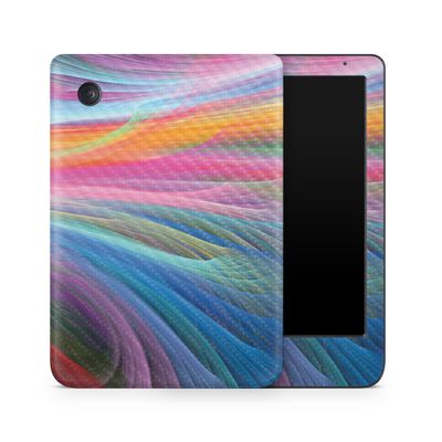 Carbon Fiber E-Reader Skin Compatible with Kobo Clara Colour (2024) - Rainbow Waves - Premium 3M Vinyl Protective Wrap Decal Cover - Easy to Apply | Crafted in The USA by MightySkins