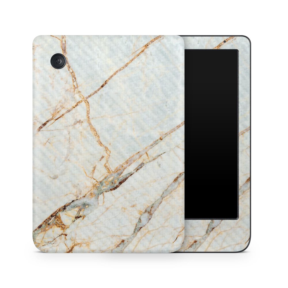 Carbon Fiber E-Reader Skin Compatible with Kobo Clara Colour (2024) - Antique Marble - Premium 3M Vinyl Protective Wrap Decal Cover - Easy to Apply | Crafted in The USA by MightySkins