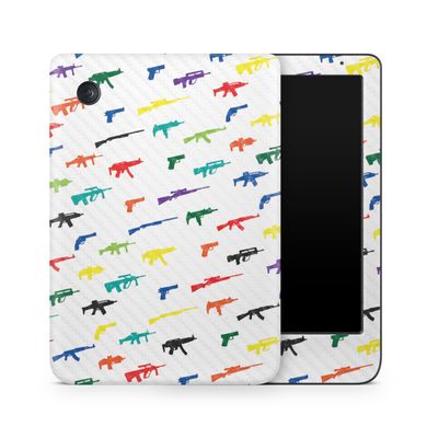 Carbon Fiber E-Reader Skin Compatible with Kobo Clara Colour (2024) - Fun Guns - Premium 3M Vinyl Protective Wrap Decal Cover - Easy to Apply | Crafted in The USA by MightySkins