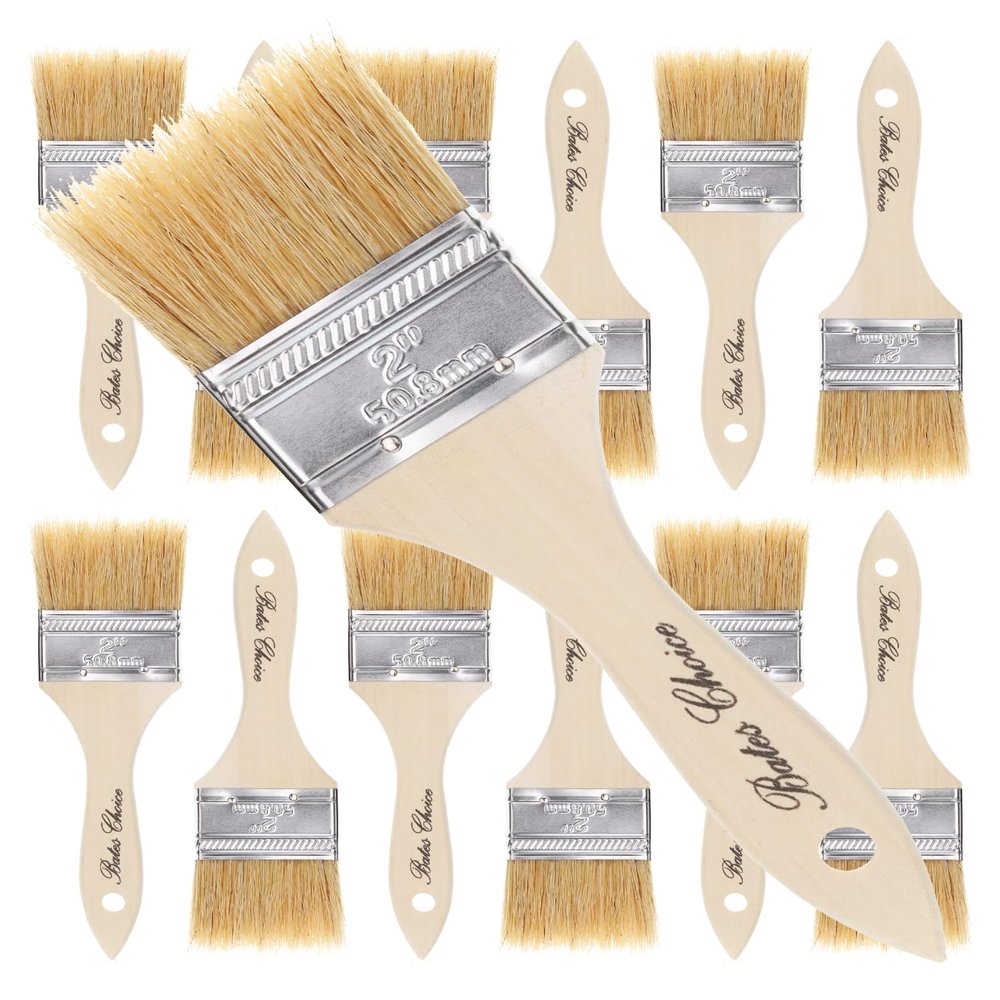 Bates- Chip Paint Brushes, 2 Inch, 12 Pack, Chip Brush, Natural Bristle Paint Brush for Wood, Paint