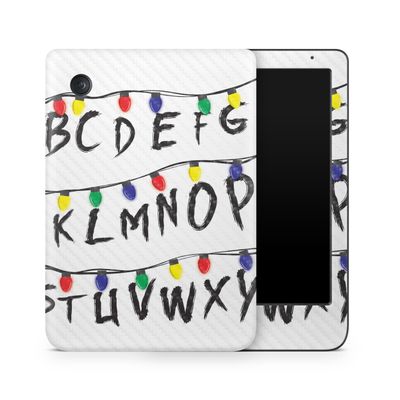 Carbon Fiber E-Reader Skin Compatible with Kobo Clara Colour (2024) - Stranger Alphabet - Premium 3M Vinyl Protective Wrap Decal Cover - Easy to Apply | Crafted in The USA by MightySkins