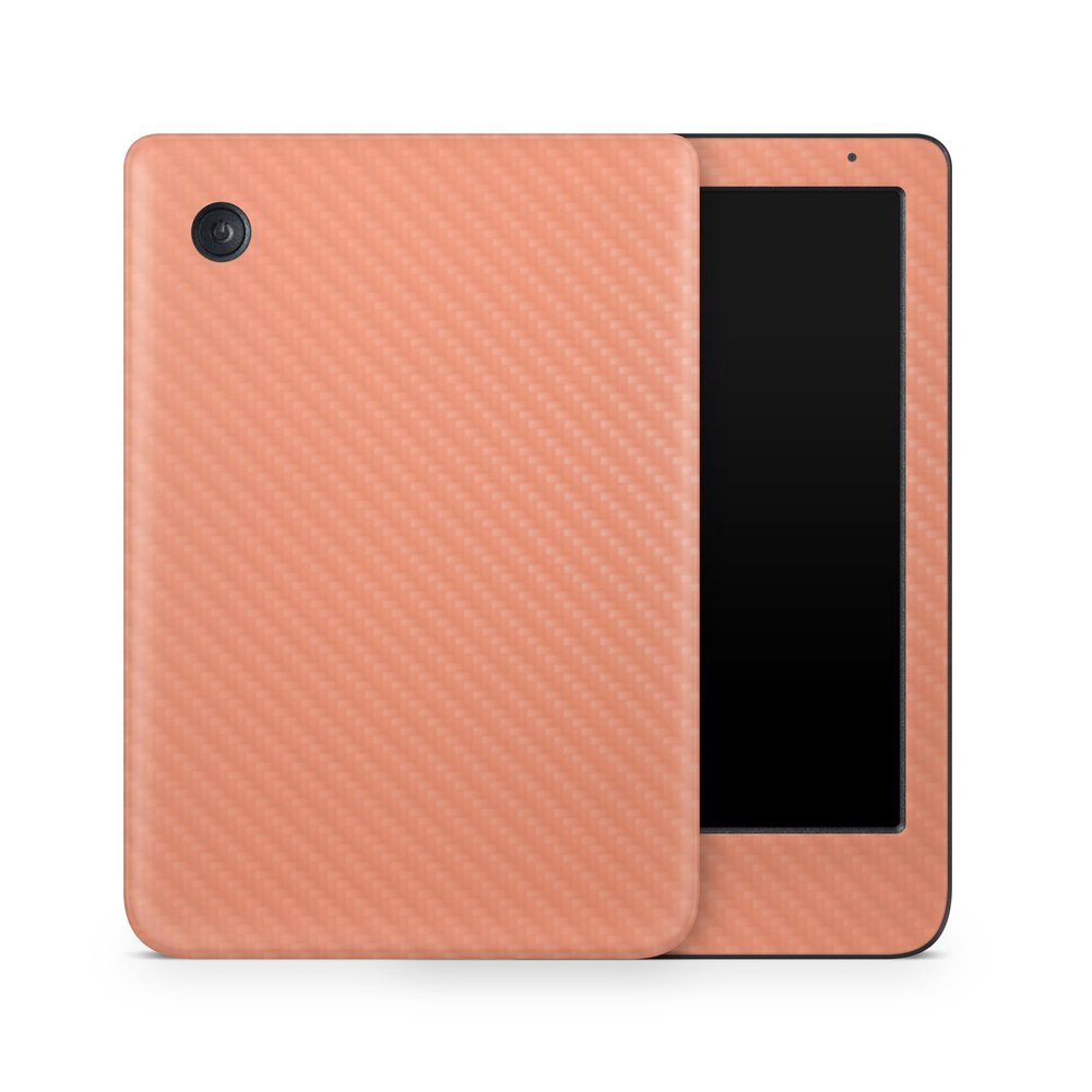 Carbon Fiber E-Reader Skin Compatible with Kobo Clara Colour (2024) - Solid Peach - Premium 3M Vinyl Protective Wrap Decal Cover - Easy to Apply | Crafted in The USA by MightySkins