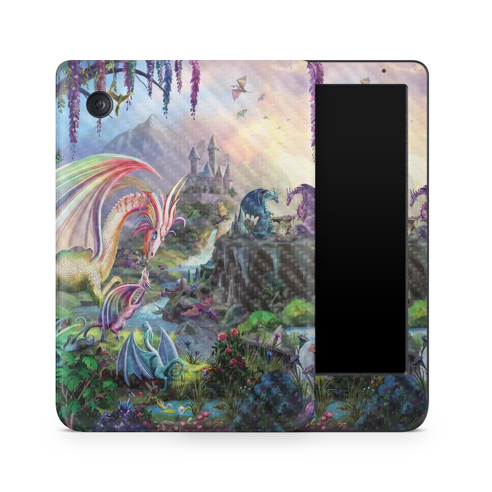 Carbon Fiber E-Reader Skin Compatible with Kobo Clara Colour (2024) - Dragon Paradise - Premium 3M Vinyl Protective Wrap Decal Cover - Easy to Apply | Crafted in The USA by MightySkins