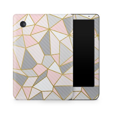 Carbon Fiber E-Reader Skin Compatible with Kobo Clara Colour (2024) - Rose Gold Polygon - Premium 3M Vinyl Protective Wrap Decal Cover - Easy to Apply | Crafted in The USA by MightySkins