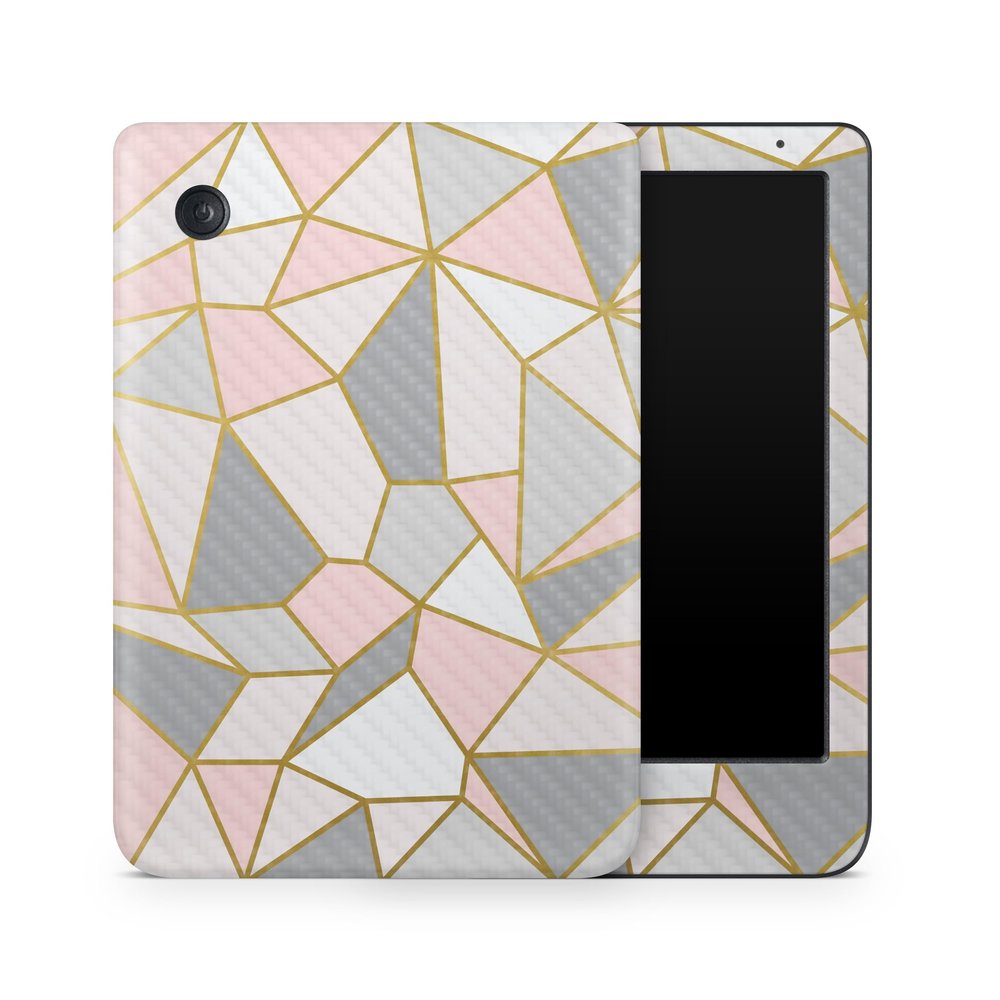 Carbon Fiber E-Reader Skin Compatible with Kobo Clara Colour (2024) - Rose Gold Polygon - Premium 3M Vinyl Protective Wrap Decal Cover - Easy to Apply | Crafted in The USA by MightySkins