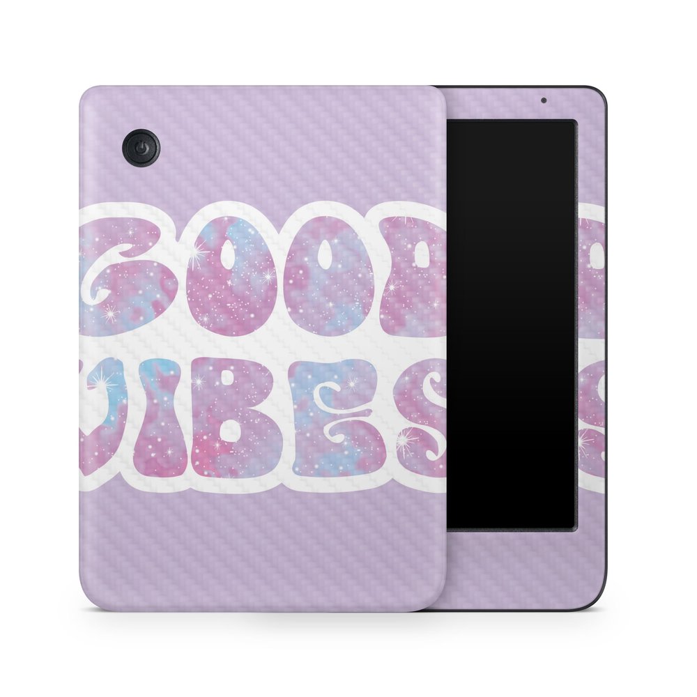 Carbon Fiber E-Reader Skin Compatible with Kobo Clara Colour (2024) - Good Vibes - Premium 3M Vinyl Protective Wrap Decal Cover - Easy to Apply | Crafted in The USA by MightySkins