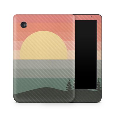 Carbon Fiber E-Reader Skin Compatible with Kobo Clara Colour (2024) - Sunset Forest - Premium 3M Vinyl Protective Wrap Decal Cover - Easy to Apply | Crafted in The USA by MightySkins