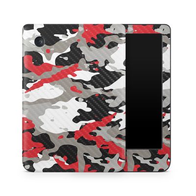 Carbon Fiber E-Reader Skin Compatible with Kobo Clara Colour (2024) - Red Camo - Premium 3M Vinyl Protective Wrap Decal Cover - Easy to Apply | Crafted in The USA by MightySkins