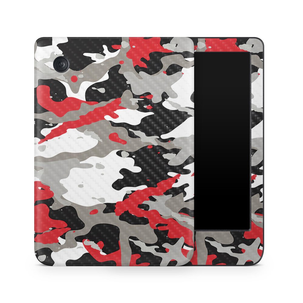 Carbon Fiber E-Reader Skin Compatible with Kobo Clara Colour (2024) - Red Camo - Premium 3M Vinyl Protective Wrap Decal Cover - Easy to Apply | Crafted in The USA by MightySkins