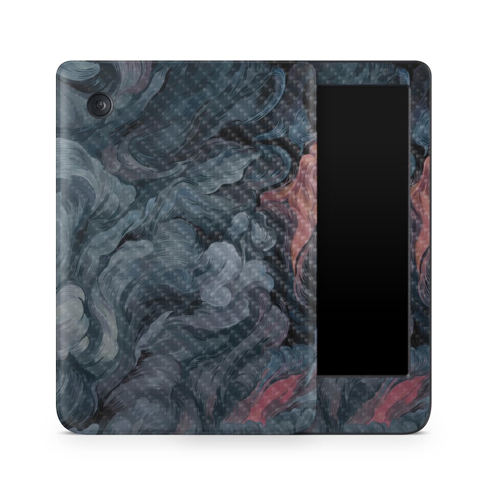 Carbon Fiber E-Reader Skin Compatible with Kobo Clara Colour (2024) - Storm Cloud - Premium 3M Vinyl Protective Wrap Decal Cover - Easy to Apply | Crafted in The USA by MightySkins