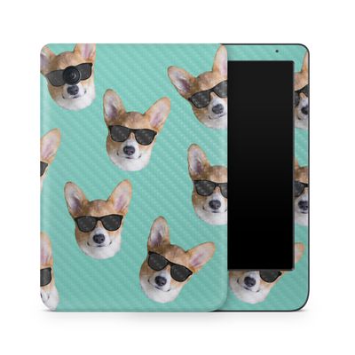 Carbon Fiber E-Reader Skin Compatible with Kobo Clara Colour (2024) - Cool Corgi - Premium 3M Vinyl Protective Wrap Decal Cover - Easy to Apply | Crafted in The USA by MightySkins