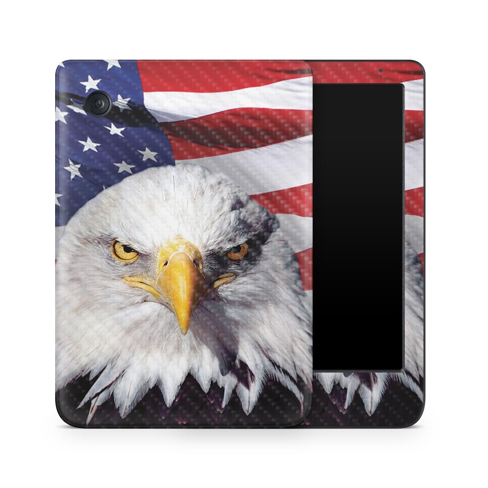 Carbon Fiber E-Reader Skin Compatible with Kobo Clara Colour (2024) - America Strong - Premium 3M Vinyl Protective Wrap Decal Cover - Easy to Apply | Crafted in The USA by MightySkins