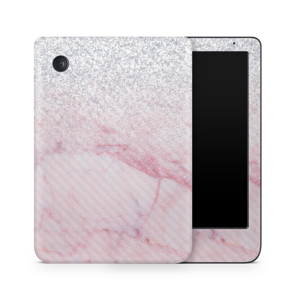 Carbon Fiber E-Reader Skin Compatible with Kobo Clara Colour (2024) - Girly Marble Dazzle - Premium 3M Vinyl Protective Wrap Decal Cover - Easy to Apply | Crafted in The USA by MightySkins