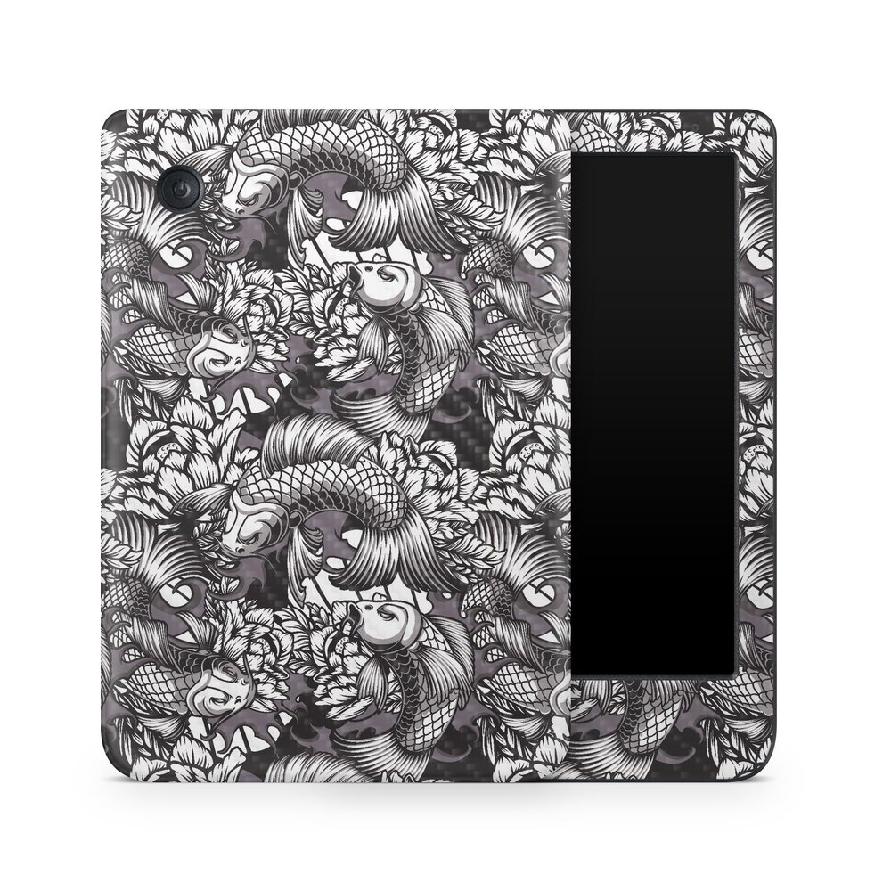 Carbon Fiber E-Reader Skin Compatible with Kobo Clara Colour (2024) - Angry Koi - Premium 3M Vinyl Protective Wrap Decal Cover - Easy to Apply | Crafted in The USA by MightySkins