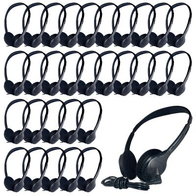 ZHENWAY 20 Pack Class Set Headphones for Kids Students School Classroom Bulk Earphones Adjustable with 3.5 mm Jack for Library Children Adults(006 Black Headphones)