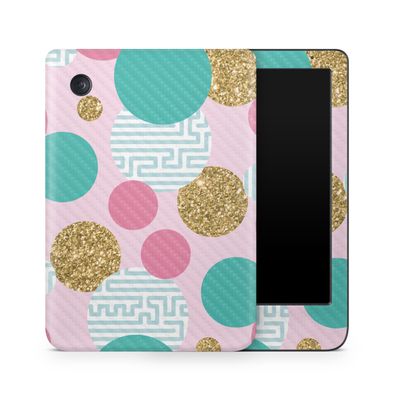 Carbon Fiber E-Reader Skin Compatible with Kobo Clara Colour (2024) - Golden Bubbles - Premium 3M Vinyl Protective Wrap Decal Cover - Easy to Apply | Crafted in The USA by MightySkins