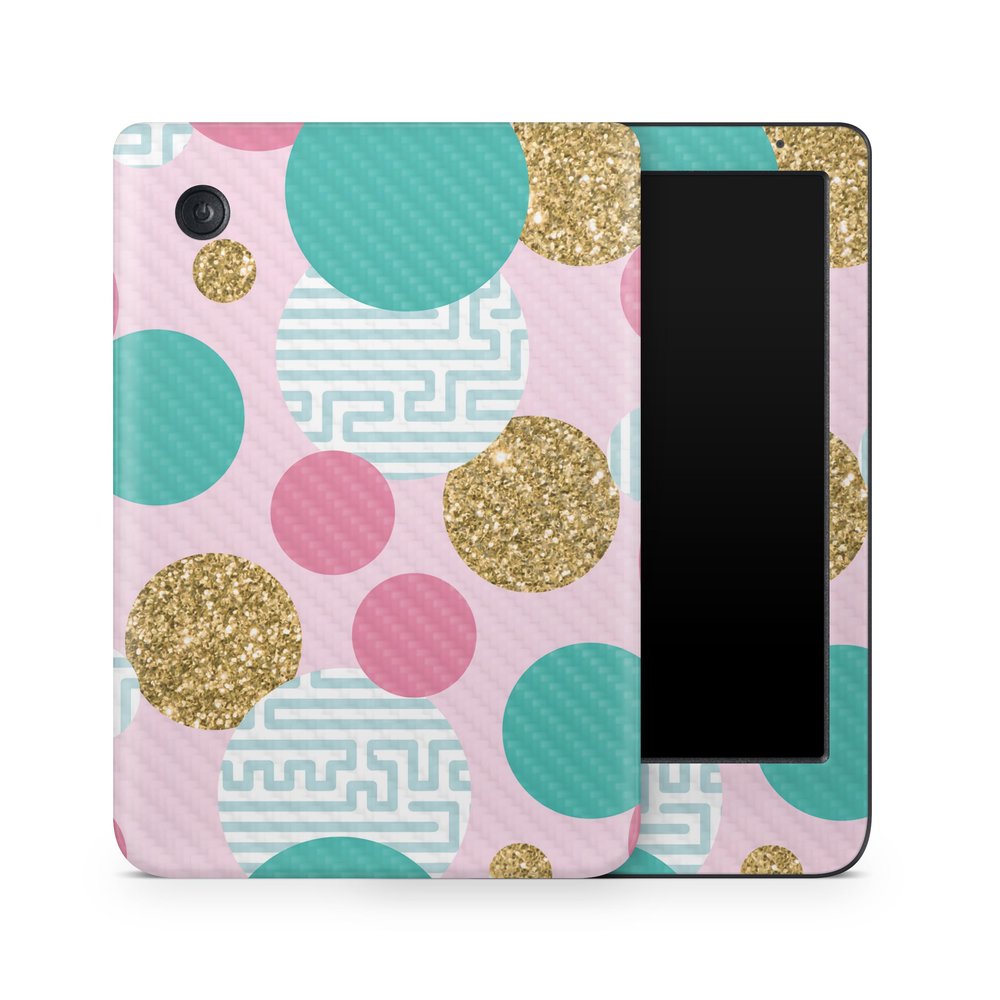Carbon Fiber E-Reader Skin Compatible with Kobo Clara Colour (2024) - Golden Bubbles - Premium 3M Vinyl Protective Wrap Decal Cover - Easy to Apply | Crafted in The USA by MightySkins