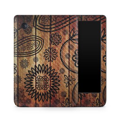 Carbon Fiber E-Reader Skin Compatible with Kobo Clara Colour (2024) - Wooden Floral - Premium 3M Vinyl Protective Wrap Decal Cover - Easy to Apply | Crafted in The USA by MightySkins