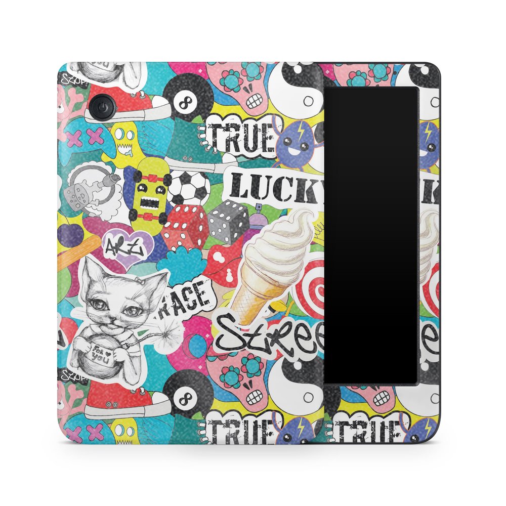 Glossy Glitter E-Reader Skin Compatible with Kobo Clara Colour (2024) - Sticker Bomb - Premium 3M Vinyl Protective Wrap Decal Cover - Easy to Apply | Crafted in The USA by MightySkins