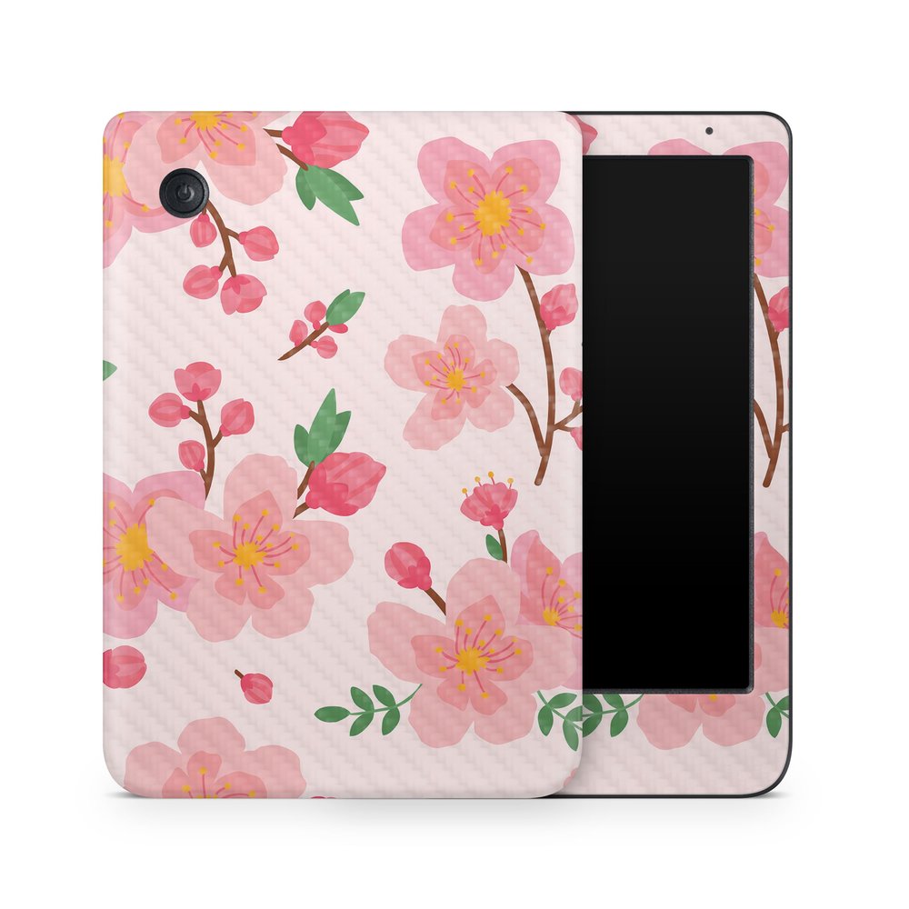 Carbon Fiber E-Reader Skin Compatible with Kobo Clara Colour (2024) - Lilies in Bloom - Premium 3M Vinyl Protective Wrap Decal Cover - Easy to Apply | Crafted in The USA by MightySkins