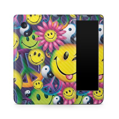 Carbon Fiber E-Reader Skin Compatible with Kobo Clara Colour (2024) - Peace Smile - Premium 3M Vinyl Protective Wrap Decal Cover - Easy to Apply | Crafted in The USA by MightySkins