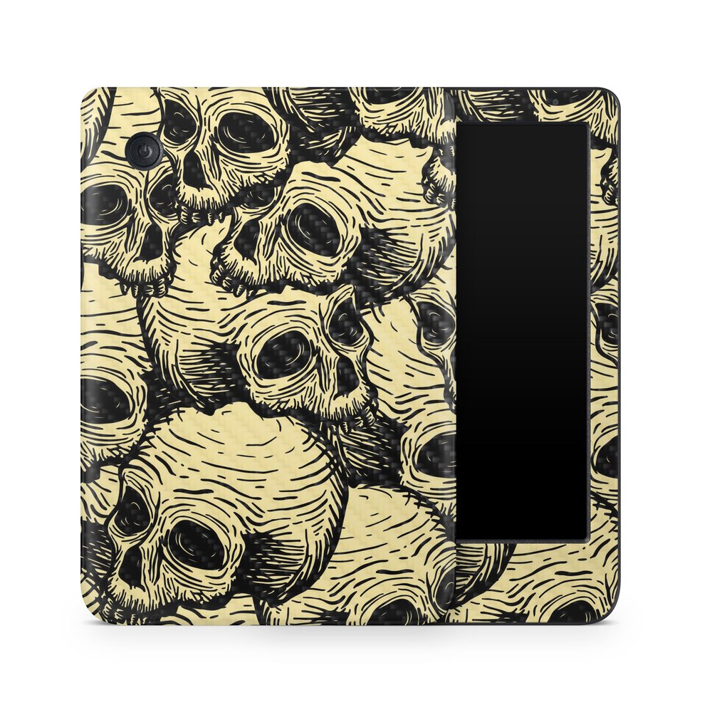 Carbon Fiber E-Reader Skin Compatible with Kobo Clara Colour (2024) - Inked Skulls - Premium 3M Vinyl Protective Wrap Decal Cover - Easy to Apply | Crafted in The USA by MightySkins