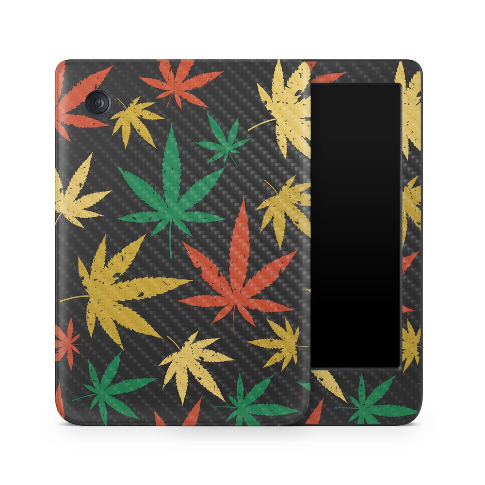 Carbon Fiber E-Reader Skin Compatible with Kobo Clara Colour (2024) - Rastafari Kush - Premium 3M Vinyl Protective Wrap Decal Cover - Easy to Apply | Crafted in The USA by MightySkins