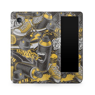 Glossy Glitter E-Reader Skin Compatible with Kobo Clara Colour (2024) - Yellow Hip Hop - Premium 3M Vinyl Protective Wrap Decal Cover - Easy to Apply | Crafted in The USA by MightySkins