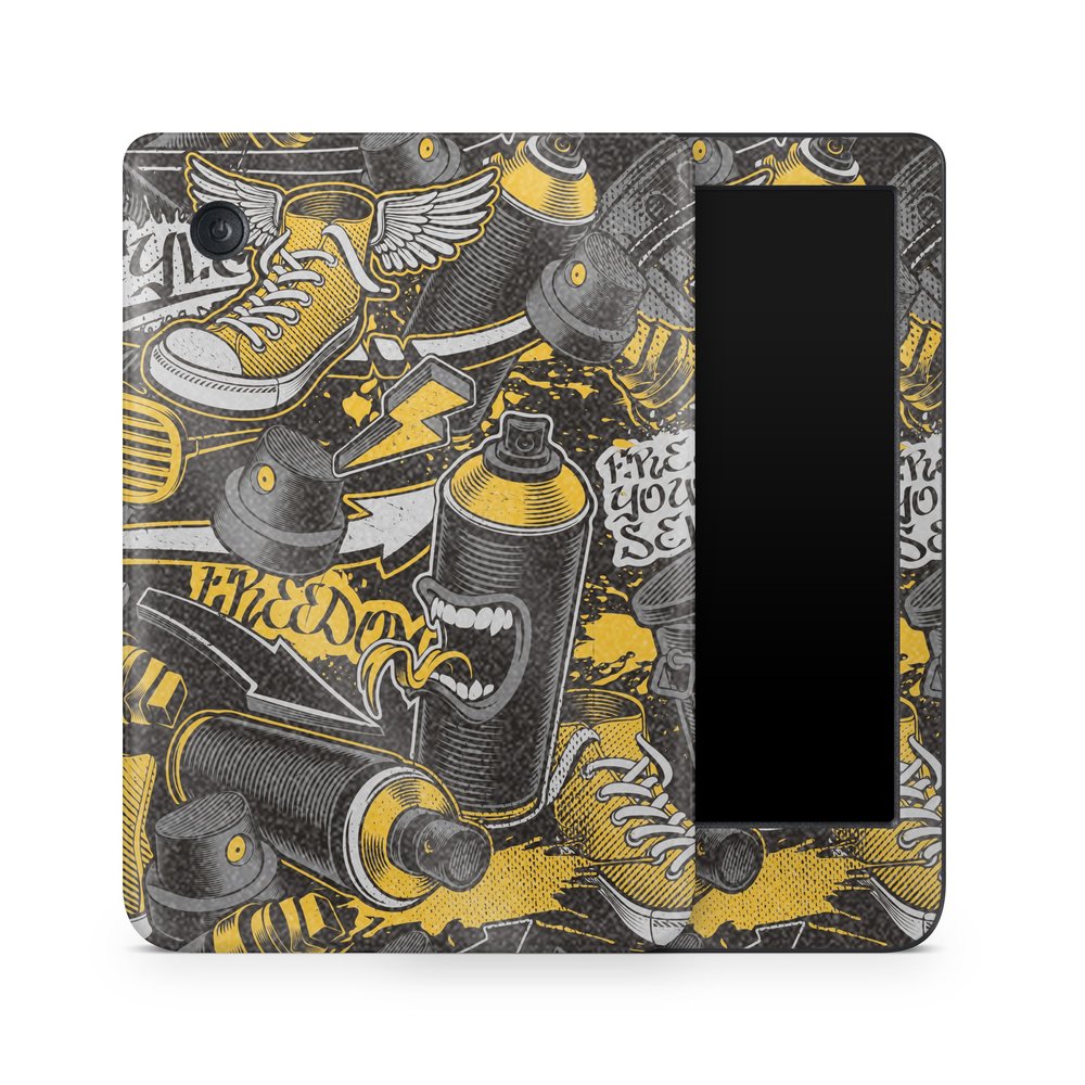 Glossy Glitter E-Reader Skin Compatible with Kobo Clara Colour (2024) - Yellow Hip Hop - Premium 3M Vinyl Protective Wrap Decal Cover - Easy to Apply | Crafted in The USA by MightySkins