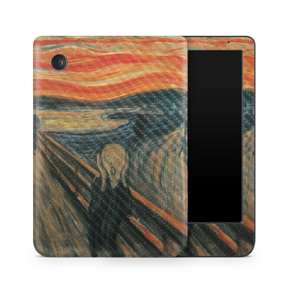 Carbon Fiber E-Reader Skin Compatible with Kobo Clara Colour (2024) - The Scream - Premium 3M Vinyl Protective Wrap Decal Cover - Easy to Apply | Crafted in The USA by MightySkins