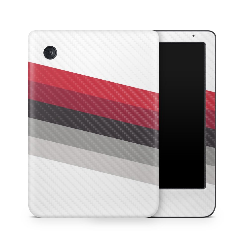 Carbon Fiber E-Reader Skin Compatible with Kobo Clara Colour (2024) - Slant Stripes - Premium 3M Vinyl Protective Wrap Decal Cover - Easy to Apply | Crafted in The USA by MightySkins