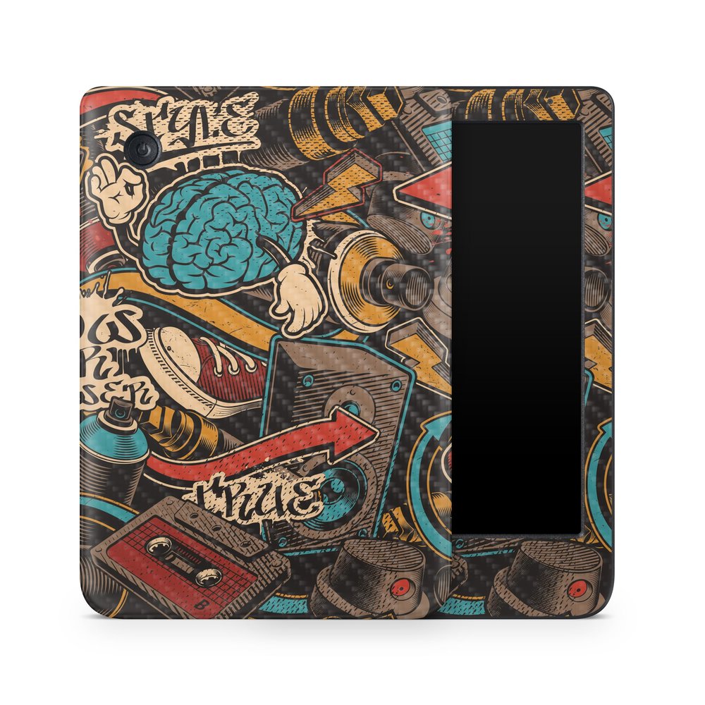 Carbon Fiber E-Reader Skin Compatible with Kobo Clara Colour (2024) - Orange Hip Hop - Premium 3M Vinyl Protective Wrap Decal Cover - Easy to Apply | Crafted in The USA by MightySkins