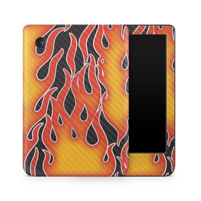 Carbon Fiber E-Reader Skin Compatible with Kobo Clara Colour (2024) - Hot Flames - Premium 3M Vinyl Protective Wrap Decal Cover - Easy to Apply | Crafted in The USA by MightySkins
