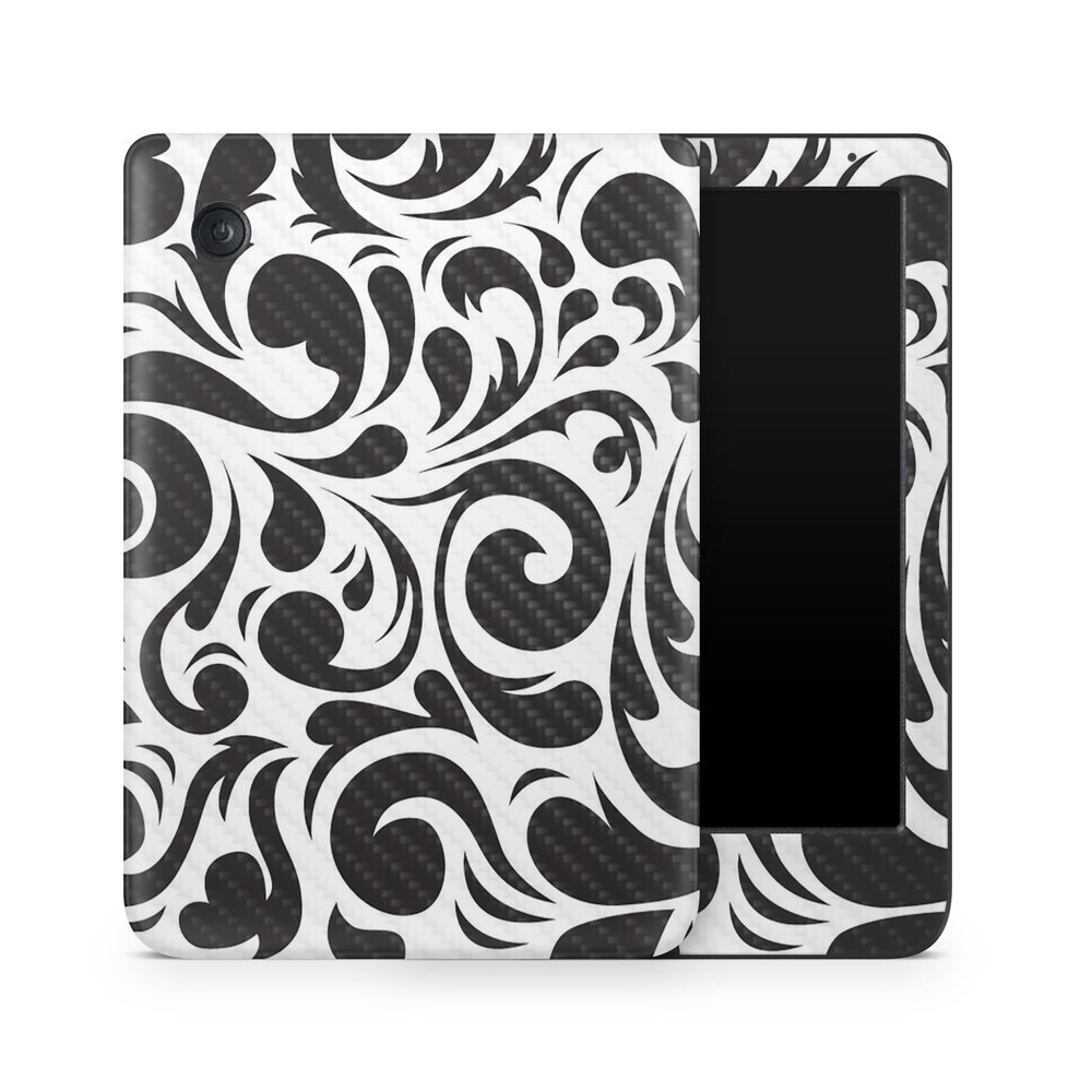 Carbon Fiber E-Reader Skin Compatible with Kobo Clara Colour (2024) - Swirly Black - Premium 3M Vinyl Protective Wrap Decal Cover - Easy to Apply | Crafted in The USA by MightySkins